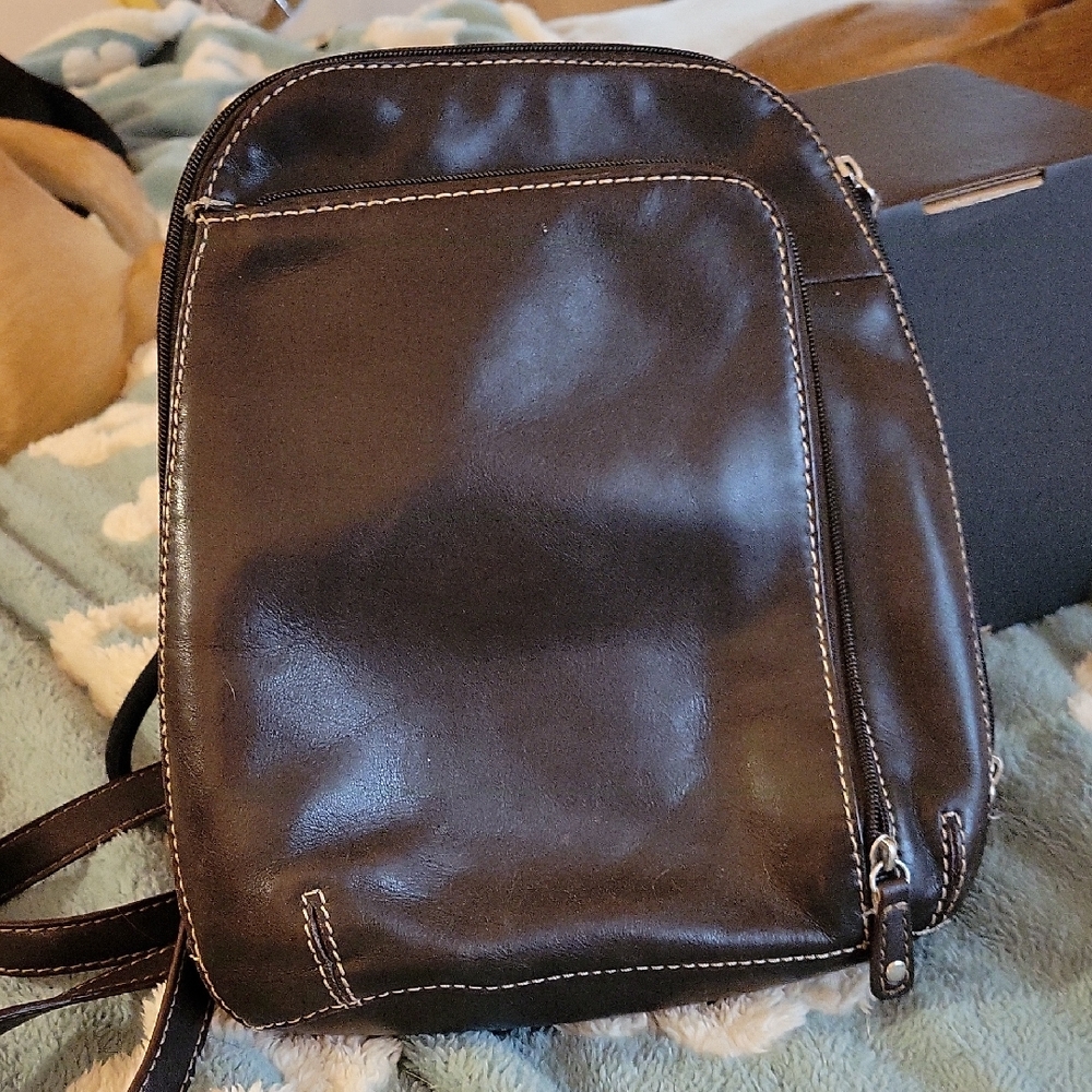 Brown Leather Back Pack - image 1
